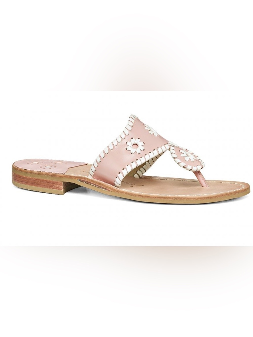 Jack Rogers Pink Silver Leather Medallion Thong Flip Flop Sandals Size 8